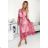 476-1 ENRICA Kleid mit Ausschnitt und langen Ärmeln – PINK WAVES – Mesh