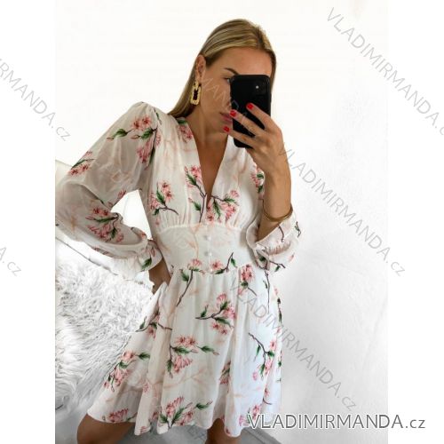 Sommerkleid Carmen aus Musselin für Damen (Einheitsgröße S/M) ITALIAN FASHION IMWE231506 S/M weiß