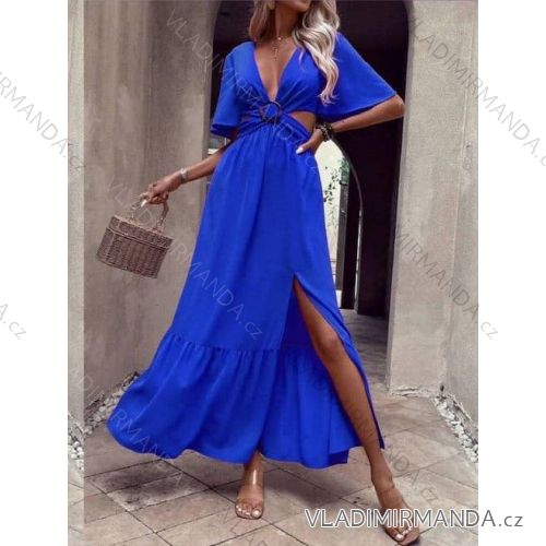Langes, elegantes Sommerkleid für Damen mit kurzen Ärmeln (Einheitsgröße S/M) ITALIAN FASHION IMWAD232205