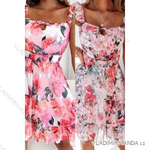Langes Chiffon-Kurzarmkleid für Damen (S/M ONE SIZE) ITALIAN FASHION IMWGS231048