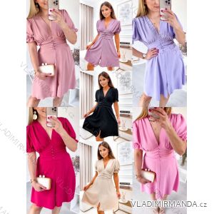 Langes Chiffon-Kurzarmkleid für Damen (S/M ONE SIZE) ITALIAN FASHION IMWGS231048