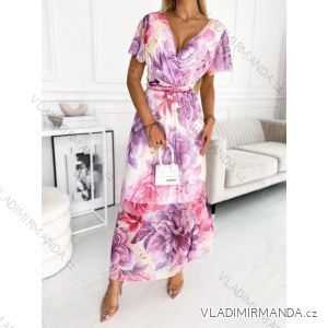 Langes, elegantes Sommerkleid für Damen mit kurzen Ärmeln (Einheitsgröße S/M) ITALIAN FASHION IMWGB232235