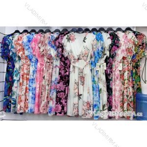 Langes Chiffon-Kurzarmkleid für Damen (S/M ONE SIZE) ITALIAN FASHION IMWGS231048