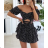 Top Crop Top Carmen Kurzarm Damen (S/M ONE SIZE) ITALIAN FASHION IMPBB23B10510pua