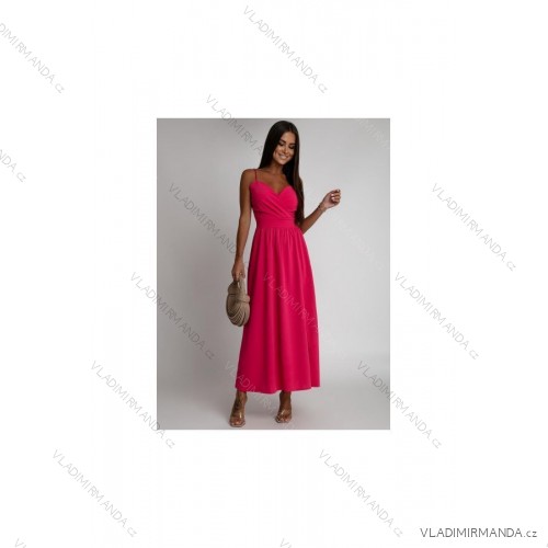 Damen Plus Size (42-46) langes elegantes ärmelloses Partykleid POLISH FASHION PMLBC23265-10 S/M dunkelrosa