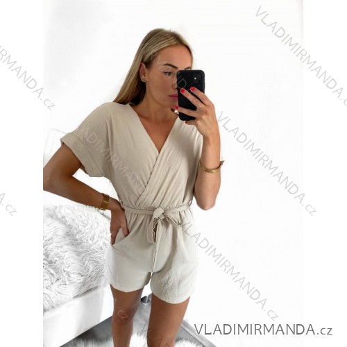 Kurzer Sommer-Kurzarm-Overall für Damen (S/M ONE SIZE) ITALIAN FASHION IMM23M13226/DU S/M beige