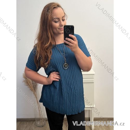 Kurzärmlige Tunika zum Binden in Übergröße für Damen in Übergröße (S/M/L/XL/2XL EINE GRÖSSE) ITALIAN FASHION IMC23205