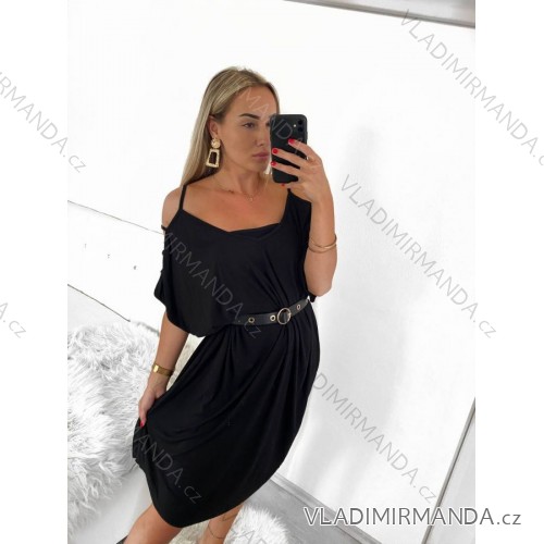 Shirt verlängert 3/4 Langarm Damen (L/XL/2XL ONE SIZE) ITALIAN FASHION IM423025 4XL / 5XL schwarz