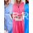 Langes Chiffon-Kurzarmkleid für Damen (S/M ONE SIZE) ITALIAN FASHION IMWGM23456