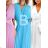 Langes Chiffon-Kurzarmkleid für Damen (S/M ONE SIZE) ITALIAN FASHION IMWGM23456