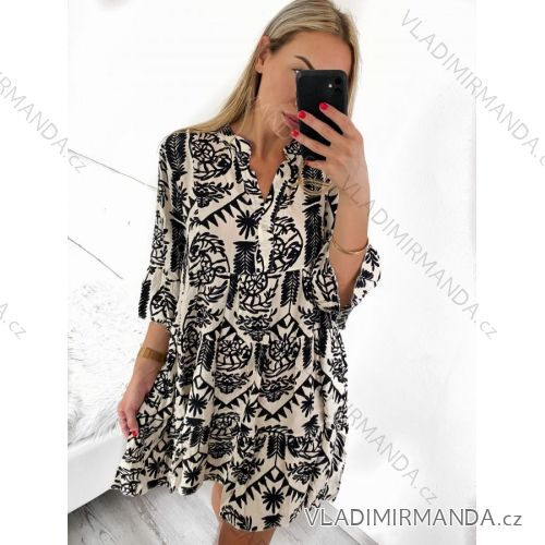 Sommer-Hemdkleid mit langen Ärmeln für Damen (Einheitsgröße S/M/L/XL) ITALIAN FASHION IMF2312979