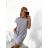Kleid Kurzarm langen Sommerstreifen Damen (uni sl) ITALIENISCHE MODA IM718227 M / L blau-weißer Streifen
