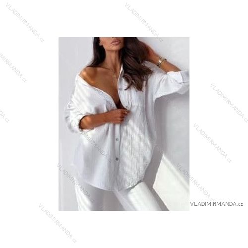 Damen Langarmshirt (S / M ONE SIZE) ITALIAN FASHION IMWG216041 XL/2XL weiß