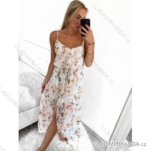 Šaty letní dlouhé šifonové na ramínkách dámské (S/M ONE SIZE) ITALSKÁ MÓDA IMWG214068