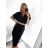 Sommer Midi Kurzarm Sommerkleid (S / M / L ONE SIZE) ITALIAN FASHION IMWA222563 schwarz M / L