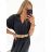 Sommer Midi Kurzarm Sommerkleid (S / M / L ONE SIZE) ITALIAN FASHION IMWA222563 schwarz M / L