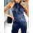 Langer, eleganter ärmelloser Overall für Damen (S/M ONE SIZE) ITALIAN FASHION IMPGM23148/DU S/M beige