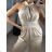 Langer, eleganter ärmelloser Overall für Damen (S/M ONE SIZE) ITALIAN FASHION IMPGM23148/DU S/M beige