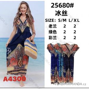 Langes, elegantes Icecool-Kurzarmkleid für Damen (S/M, L/XL) AINUOSI ITALIAN FASHION IMB2325680