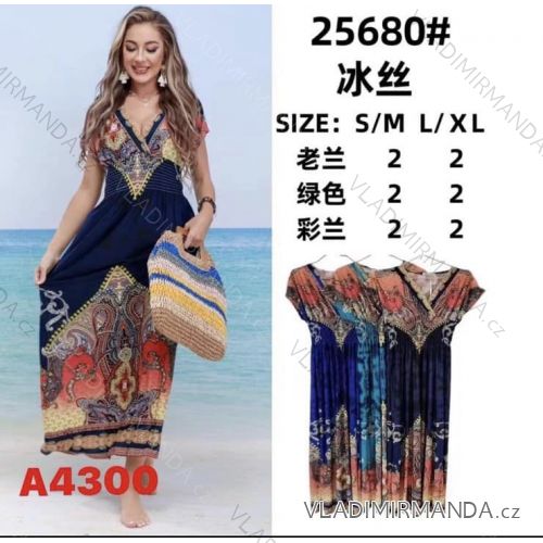 Langes, elegantes Icecool-Kurzarmkleid für Damen (S/M, L/XL) AINUOSI ITALIAN FASHION IMB2325680