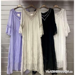 Langes Chiffon-Kurzarmkleid für Damen (S/M ONE SIZE) ITALIAN FASHION IMWGS231048