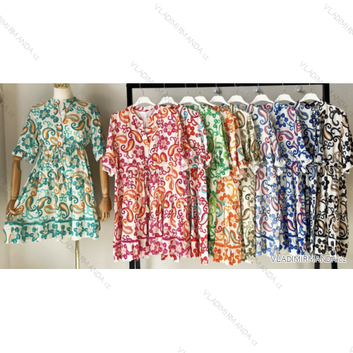 Damen-Sommerkleid mit kurzen Ärmeln (Einheitsgröße S/M) ITALIAN FASHION IMPEM24R9609