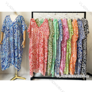 Langes Sommerkleid mit 3/4-Ärmeln für Damen (Einheitsgröße S/M) ITALIAN FASHION IMPEM23R9627seta