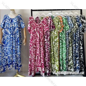 Langes Sommerkleid mit kurzen Ärmeln für Damen (Einheitsgröße S/M) ITALIAN FASHION IMPEM24VA715