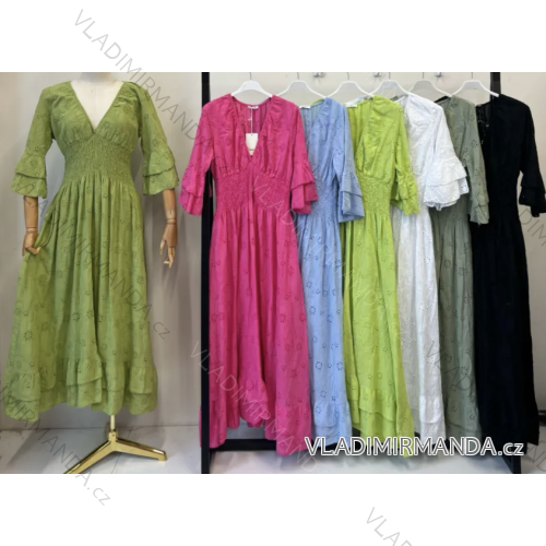 Langes Sommerkleid mit 3/4-Ärmeln für Damen (Einheitsgröße S/M) ITALIAN FASHION IMPEM23VA526