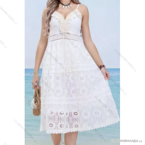 Trägerloses Sommer-Boho-Spitzenkleid für Damen (Einheitsgröße S/M) ITALIAN FASHION IMPEM2325900