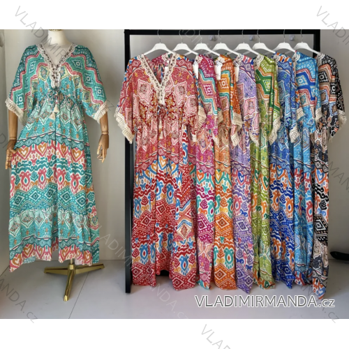 Langes Sommerkleid mit kurzen Ärmeln für Damen (Einheitsgröße S/M) ITALIAN FASHION IMPEM23VA588