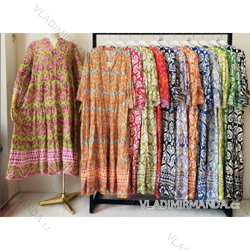 Langes Sommerkleid mit 3/4-Ärmeln für Damen (Einheitsgröße S/M) ITALIAN FASHION IMPEM23VA383