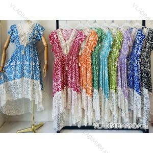 Langes Sommerkleid mit kurzen Ärmeln für Damen (Einheitsgröße S/M) ITALIAN FASHION IMPEM23VA296