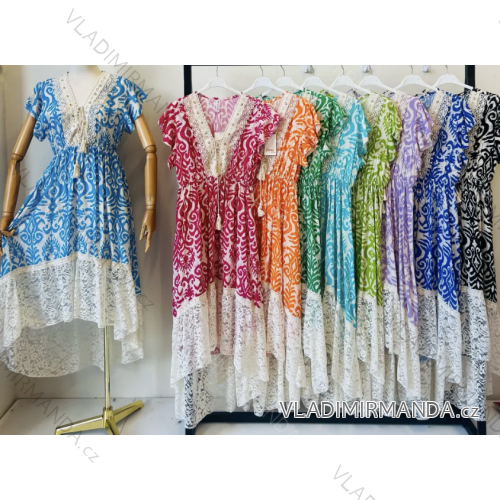 Langes Sommerkleid mit kurzen Ärmeln für Damen (Einheitsgröße S/M) ITALIAN FASHION IMPEM23VA296