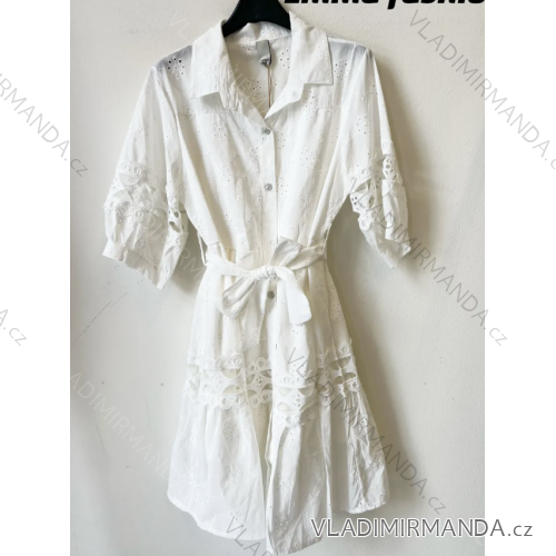 Damen-Sommer-Boho-Spitzenhemdkleid mit kurzen Ärmeln (S/M EINHEITSGRÖSSE) ITALIAN FASHION IMPEM231609