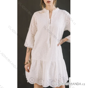Damen-Sommer-Boho-Spitzenhemdkleid mit langen Ärmeln (S/M EINHEITSGRÖSSE) ITALIAN FASHION IMPEM23H0820