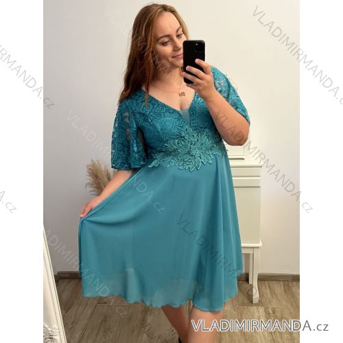 Kurzärmliges Kleid aus Spitze und Baumwolle für Damen (Einheitsgröße S/M) ITALIAN FASHION IMM23M7267 0-4 Monate grün