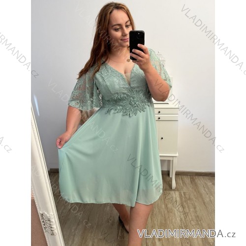 Kurzärmliges Kleid aus Spitze und Baumwolle für Damen (Einheitsgröße S/M) ITALIAN FASHION IMM23M7267 0-4 Monate mintova