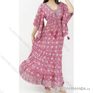 Langes Sommerkleid mit 3/4-Ärmeln für Damen (S/M Einheitsgröße) INDIAN FASHION IMPEM23 AM319G