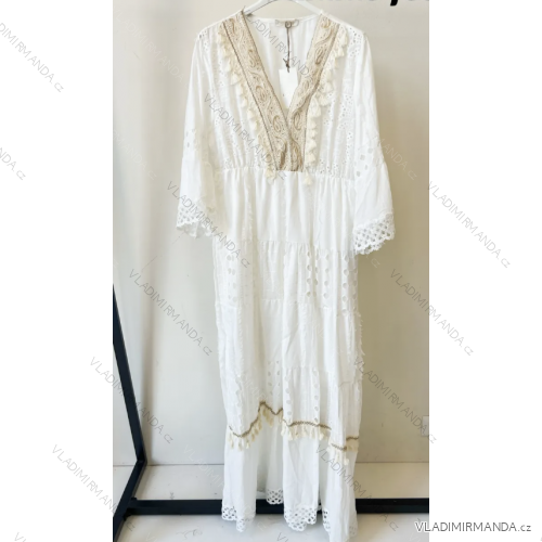 Langes Sommer-Boho-Spitzenkleid mit 3/4-langen Ärmeln für Damen (Einheitsgröße S/M) ITALIAN FASHION IMPEM235688