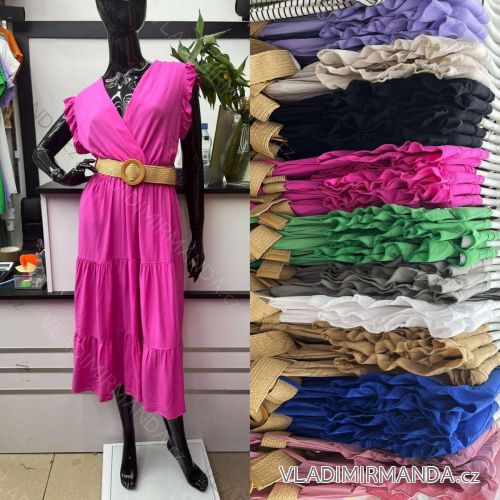 Ärmelloses, langes Sommerkleid für Damen mit Trägern (Einheitsgröße S/M) ITALIAN FASHION IMWE232405