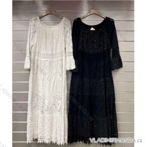 Langes Chiffon-Kurzarmkleid für Damen (S/M ONE SIZE) ITALIAN FASHION IMWGS231048
