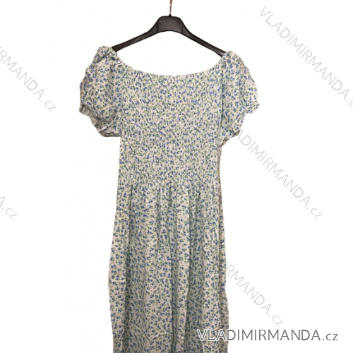 Šaty carmen žabičkované letní krátký Šaty carmen žabičkované letní krátký rukáv dámské (M/L, XL/2XL ONE SIZE) ITALSKÁ MÓDA IMB23B219dámské (S/M/L ONE SIZE) ITALSKÁ MÓDA IMB23B219 M / L Blume-blau