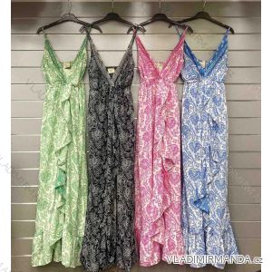 Langes Chiffon-Kurzarmkleid für Damen (S/M ONE SIZE) ITALIAN FASHION IMWGS231048