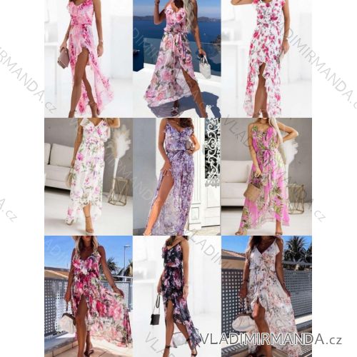 Langes, trägerloses Sommerkleid aus Chiffon für Damen (Einheitsgröße S/M) ITALIAN FASHION IMWGB231831