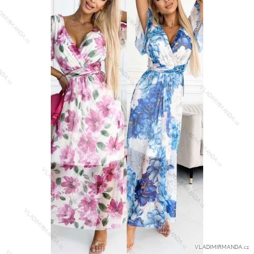 Damenkleid aus Baumwolle mit kurzen Ärmeln aus Spitze (S / M ONE SIZE) ITALIAN FASHION IMWM215877