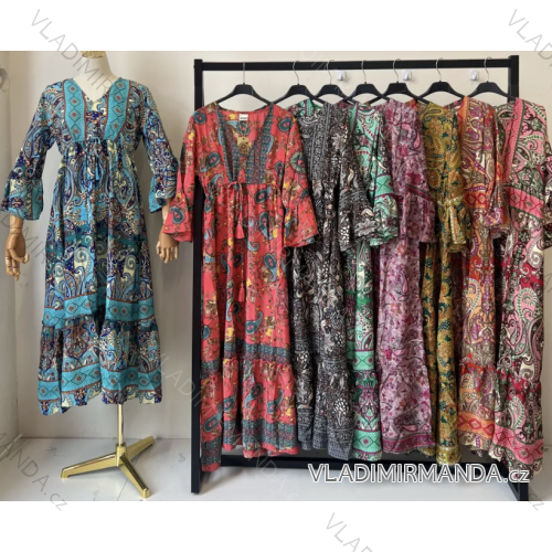 Langes Sommer-Langarmkleid für Damen (S/M Einheitsgröße) INDIAN FASHION IMPEM237612