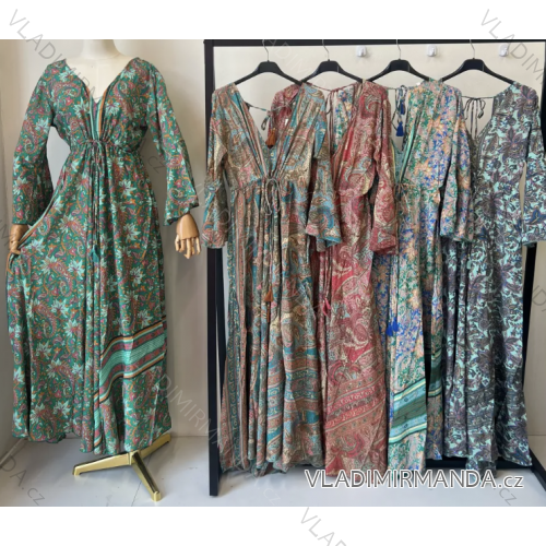 Langes Sommer-Langarmkleid für Damen (S/M Einheitsgröße) INDIAN FASHION IMPEM23G21