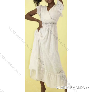 Langes Sommer-Boho-Spitzenkleid für Damen mit kurzen Ärmeln (Einheitsgröße S/M) ITALIAN FASHION IMPEM23892