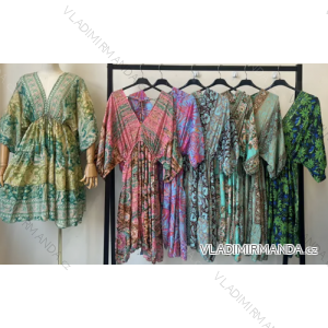 Damen-Sommerkleid mit 3/4-Ärmeln (S/M Einheitsgröße) INDIAN FASHION IMPEM23G29